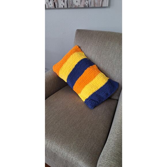 Handmade crochet colorful lumbar pillow - Picture 1 of 3